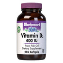 Bluebonnet Vitamin D3 10 mcg (400 IU) 250 Softgels - DailyVita