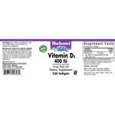 Bluebonnet Vitamin D3 10 mcg (400 IU) 250 Softgels - DailyVita