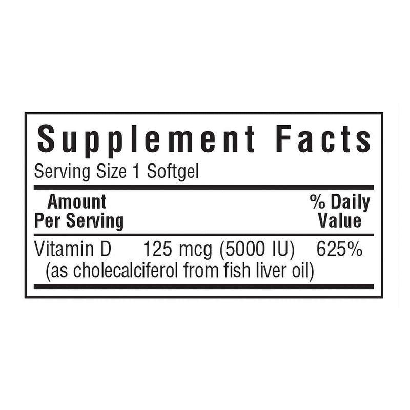 Bluebonnet Vitamin D3 125 mcg (5000 IU) 100 Softgels