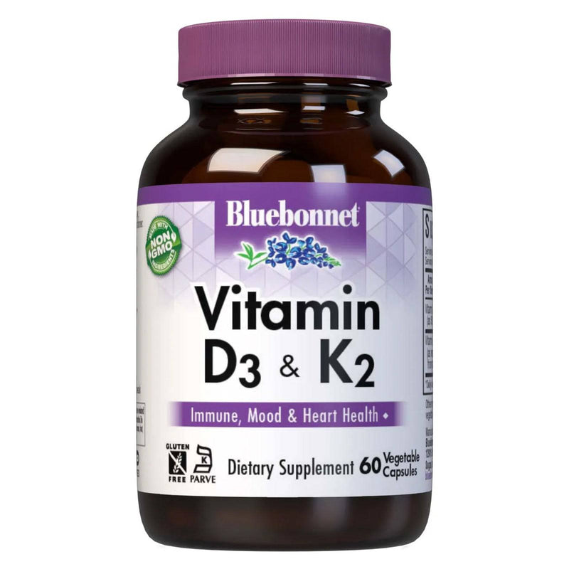 Bluebonnet Vitamin D3 & K-2 60 Veg Capsules