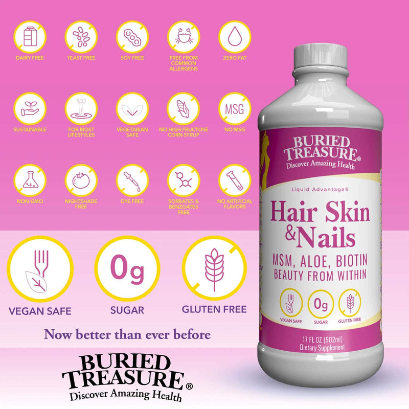 Buried Treasure Hair Skin &amp; Nail - Nutrientes de magnesio 16fl.oz (473ml)