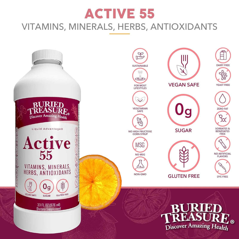 Tesoro enterrado Activo 55 minerales vitamínicos 32 fl.oz (946ml)