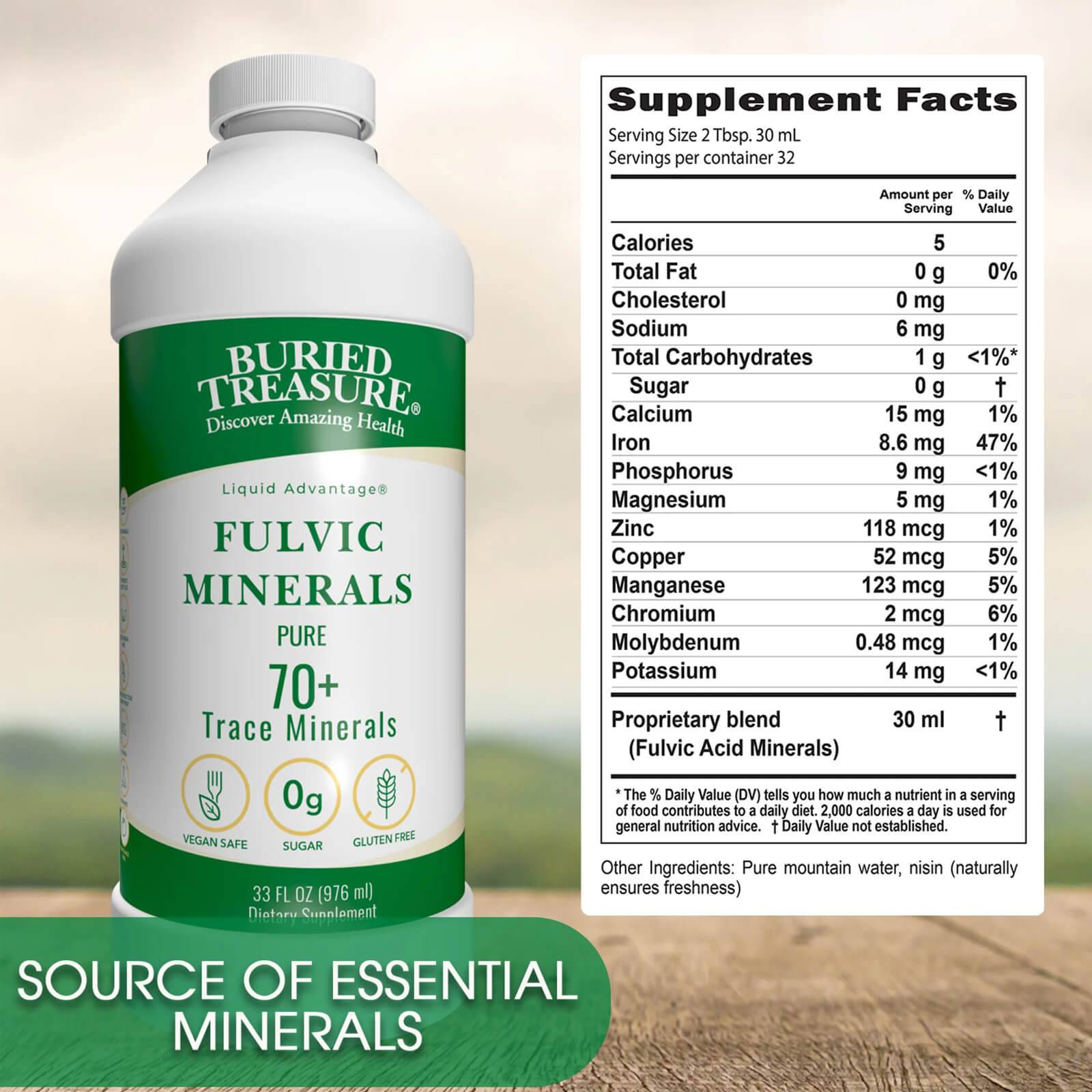 Buried Treasure Pure Colloidal Minerals Plant Derived 32 fl oz (946 ml ...