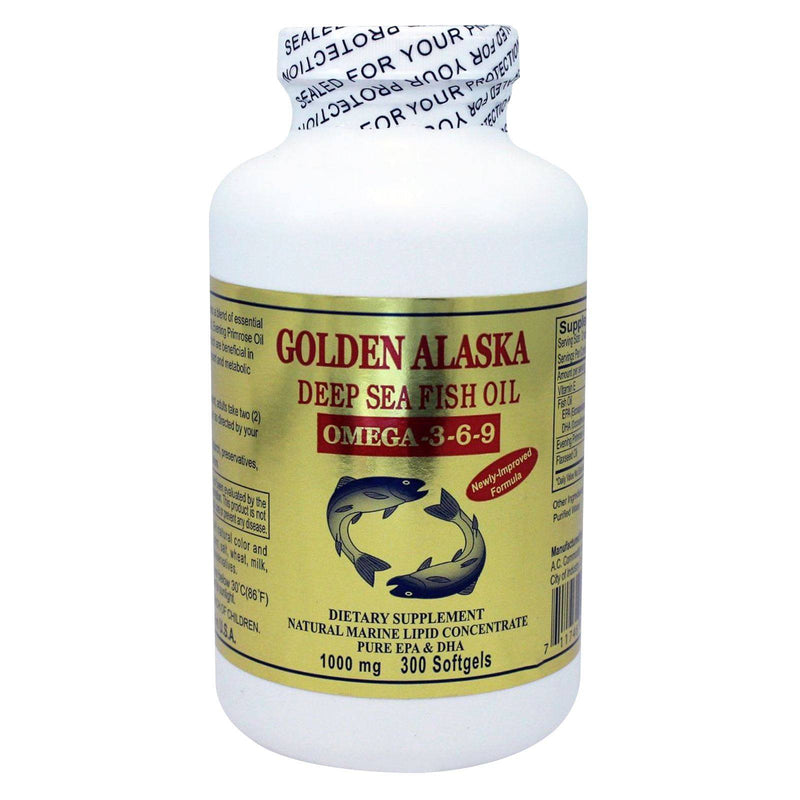 Aceite de pescado de aguas profundas Golden Alaska, 1000 mg, 300 cápsulas blandas