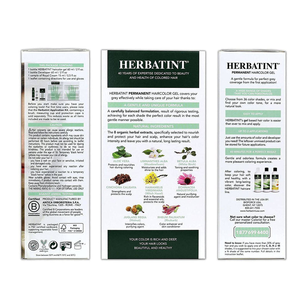 Herbatint Permanent Hair Color Gel 4D Golden Chestnut - DailyVita