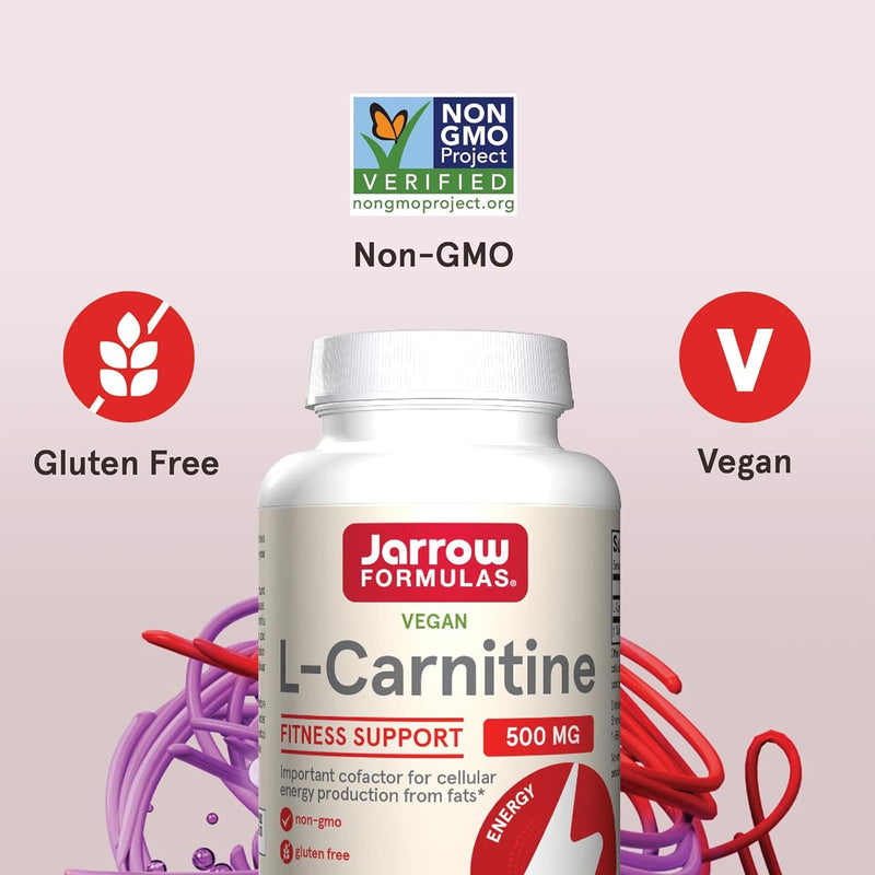 Fórmulas Jarrow, L-Carnitina, 500mg, 100 cápsulas vegetarianas