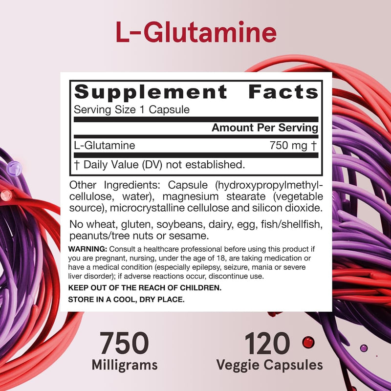 Jarrow Formulas L-Glutamine 750 mg 120 Veggie Caps