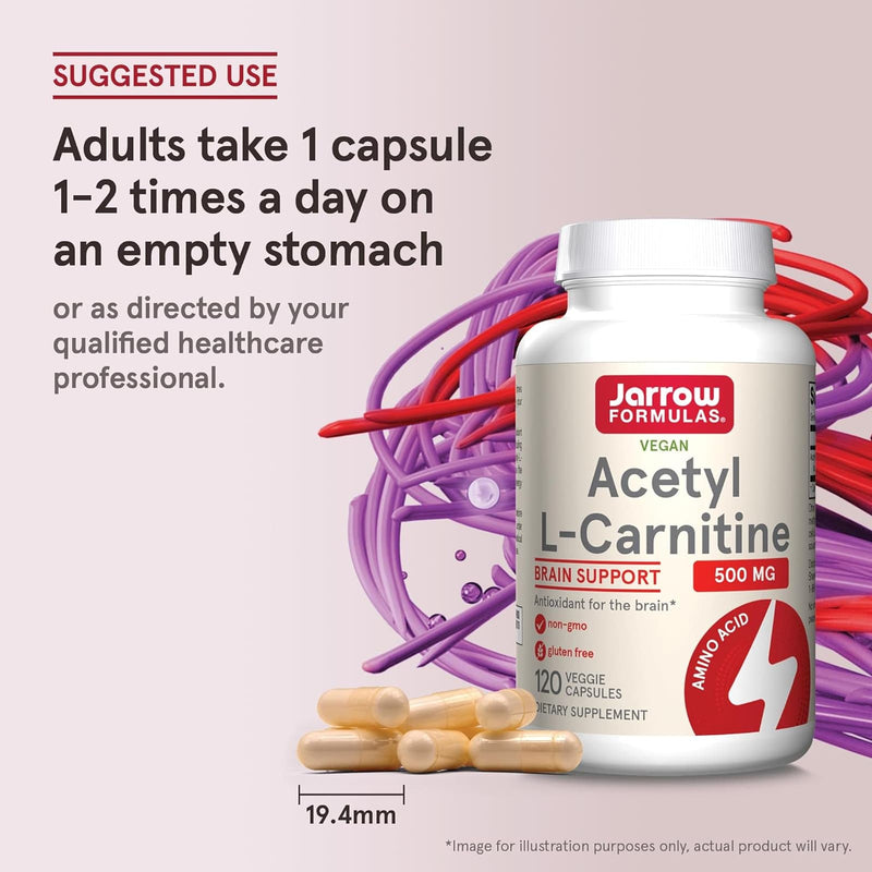 Jarrow Formulas, Acetil L-carnitina, 500 mg, 120 cápsulas vegetarianas