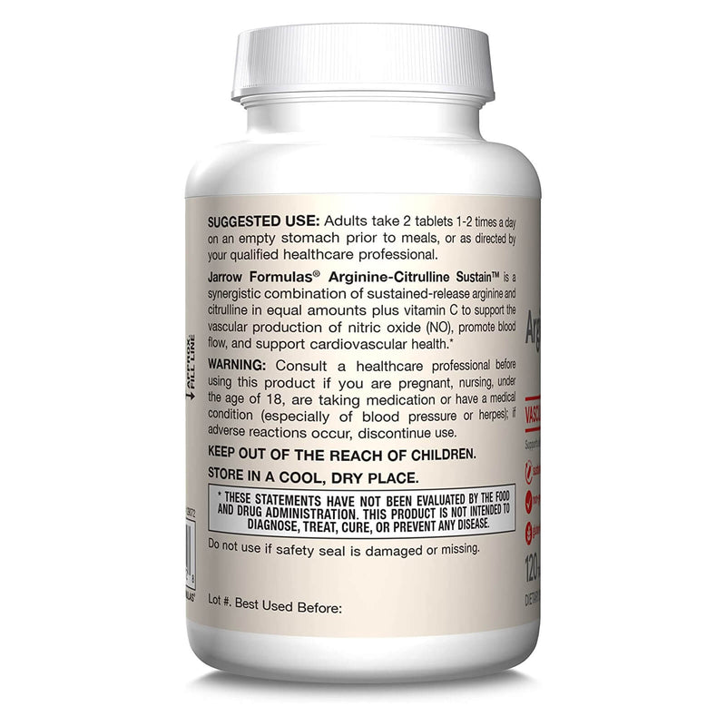 Jarrow Formulas Arginine-Citrulline Sustain 120 Tablets