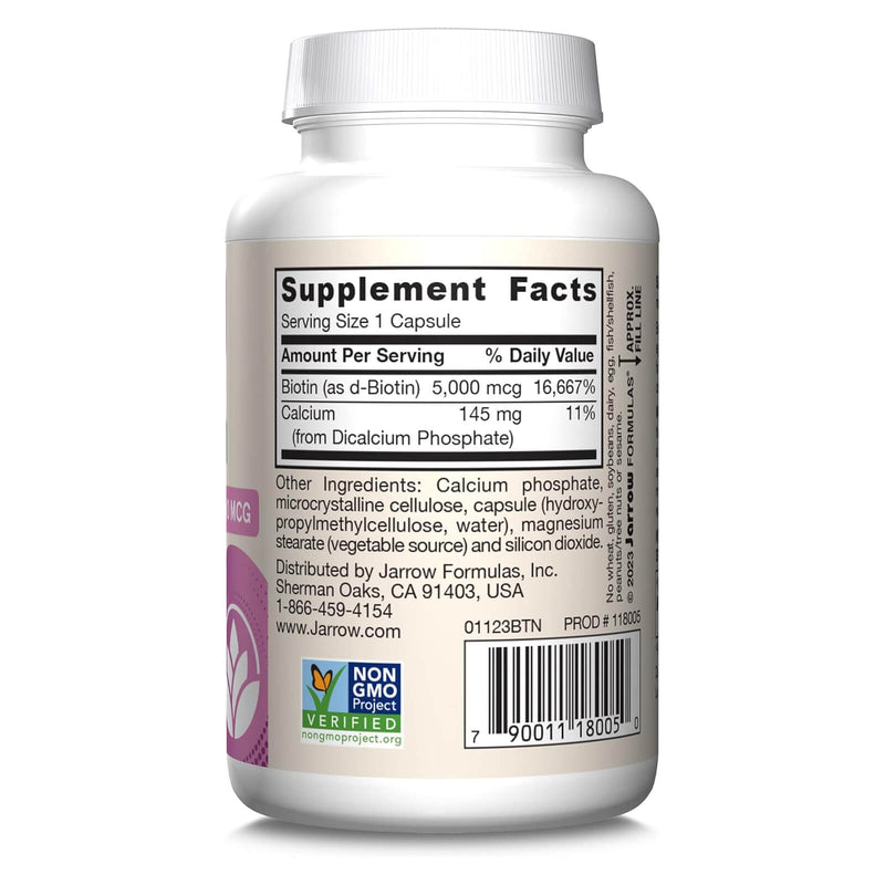 Jarrow Formulas Biotin 5,000 mcg 100 Veggie Caps