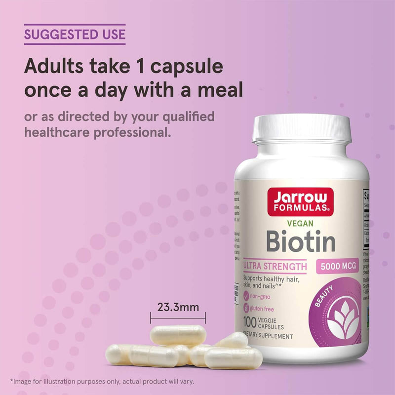 Jarrow Formulas Biotin 5,000 MCG 100蔬菜帽