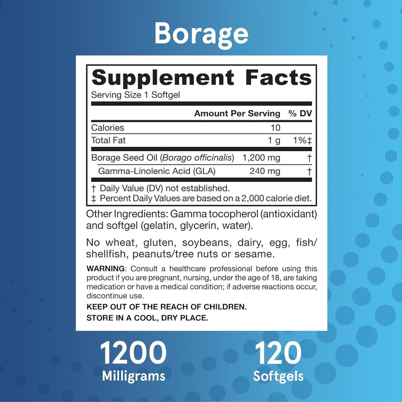 Fórmulas Jarrow, Borragem, GLA-240, 1200 mg, 120 Cápsulas Cápsulas