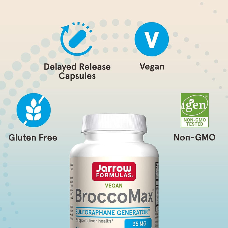 Jarrow Formulas BroccoMax Myrosinase Activated SGS 60 Delayed Release Veggie Caps