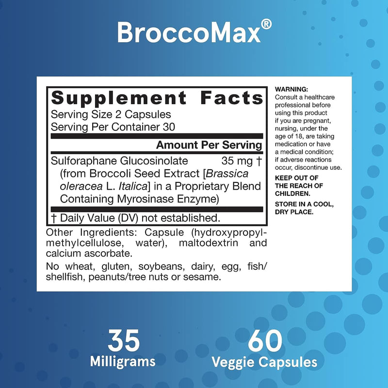 Jarrow Formulas BroccoMax Myrosinase Activated SGS 60 Delayed Release Veggie Caps