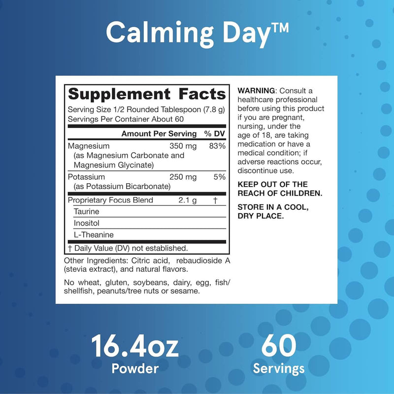 Jarrow Formulas Calming Day Magnesium Supplement Powder Lemon Flavor 16.4 oz