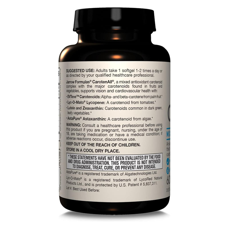 Jarrow Formulas CarotenAll Mixed Carotenoids Complex 60 Softgels