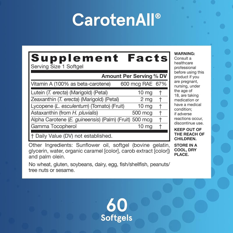 Jarrow Formulas CarotenAll Mixed Carotenoids Complex 60 Softgels