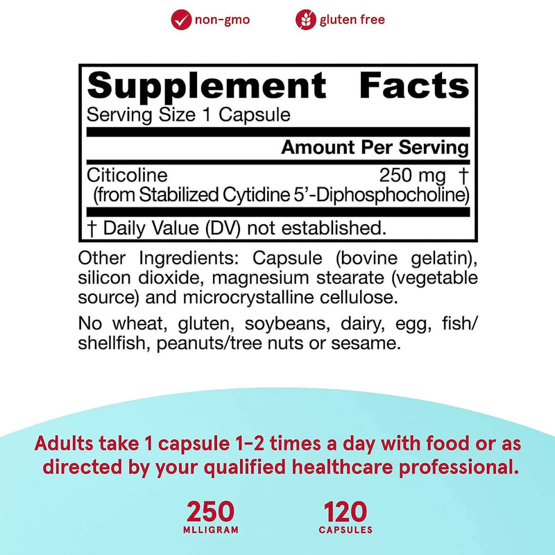 Jarrow Formulas, Citicolina, CDP Colina, 250 mg, 120 Cápsulas