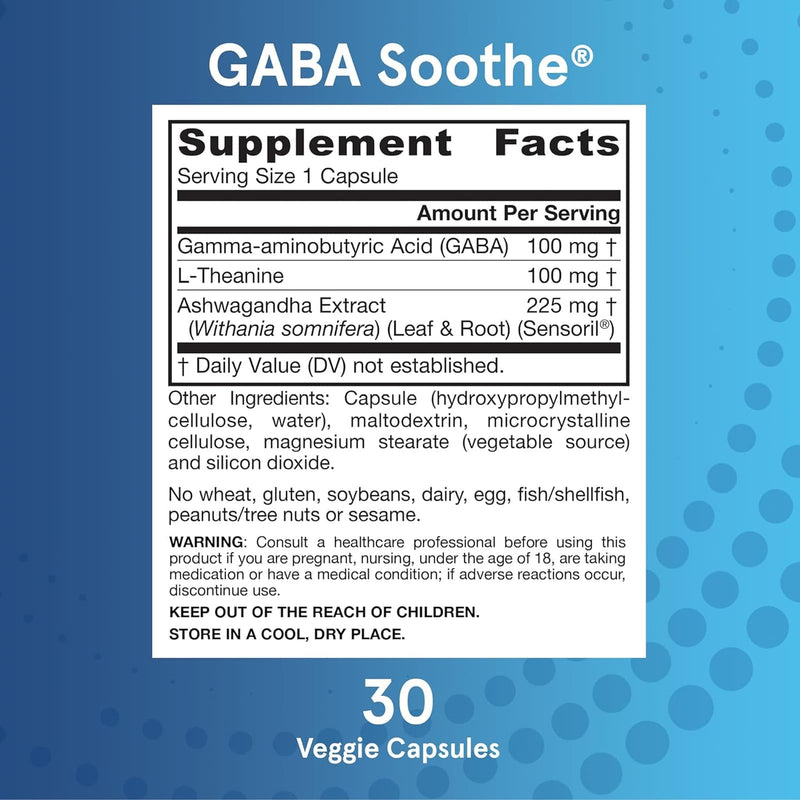 Jarrow Formulas GABA Soothe 30 Veggie Caps