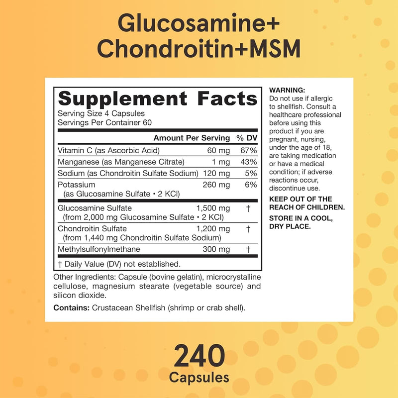 Jarrow Formulas, Glucosamina + Condroitina + MSM, 240 Cápsulas