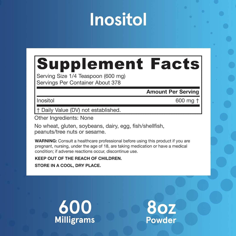 Jarrow Formulas, polvo de inositol, 600 mg/0,25 cucharaditas, 8 oz