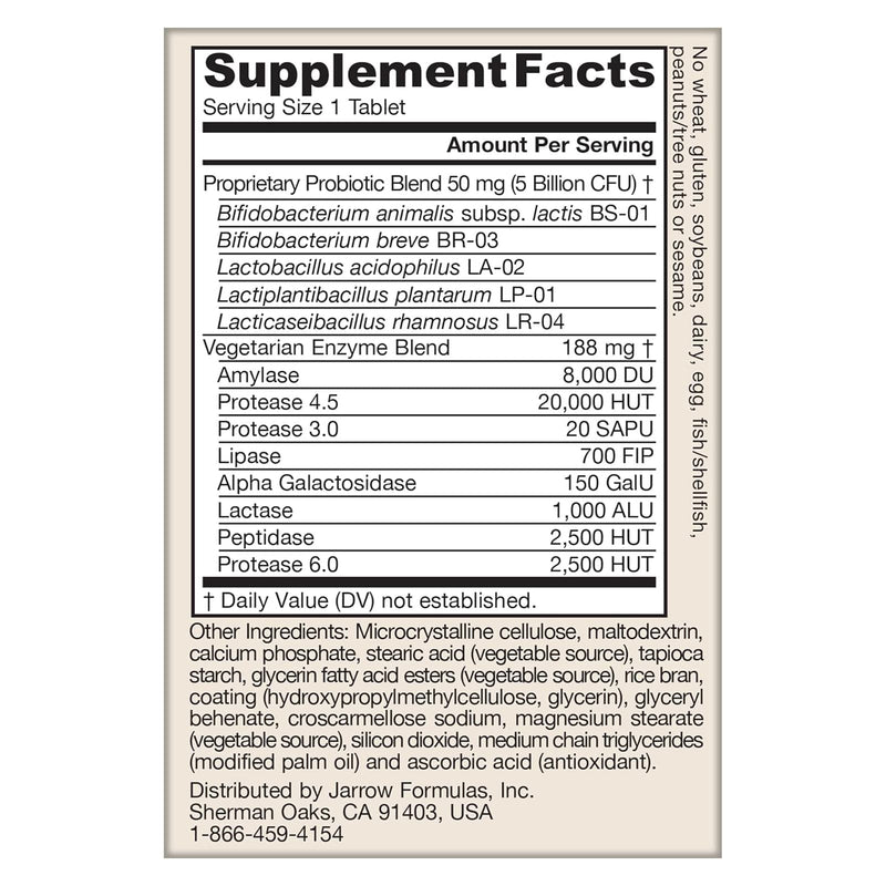 Jarrow Formulas Jarro-Dophilus 5 Billion CFU + Digest Sure 30 Bilayer Tablets