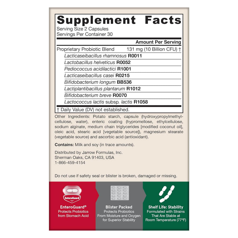 Jarrow Formulas Jarro-Dophilus EPS消化益生菌100亿60肠蔬菜帽