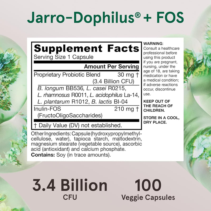 Jarrow Formulas Jarro-Dophilus +Fos 3.4 Billion Cfu 100 Veg Caps