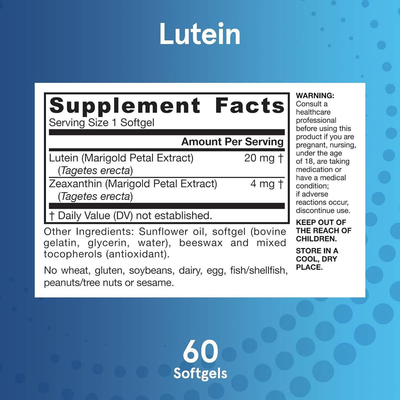 Jarrow Formulas, luteína, 20 mg, 60 cápsulas blandas