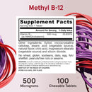 Jarrow Formulas Methyl B-12 Cherry Flavor 500 Mcg,100 Chewable Tablets - DailyVita