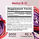 Jarrow Formulas Methyl B-12 Cherry Methylcobalamin 5000 mcg 90 Chewable Tablets - DailyVita