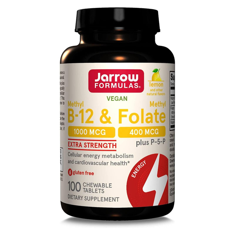 Jarrow Formulas Methyl B-12 & Methyl Folate Lemon 100 Chewable Tablets