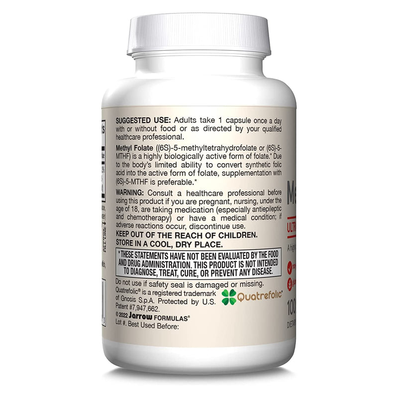 Jarrow Formulas Methyl Folate 1,000 mcg 100 Veggie Caps