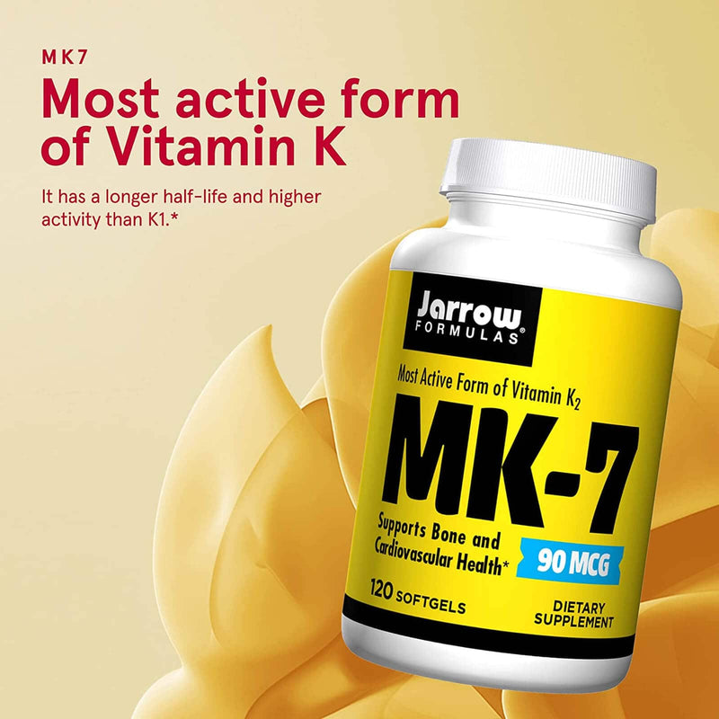 Jarrow Formulas MK-7 Vitamin K-2 as MK-7 90 mcg 120 Softgels