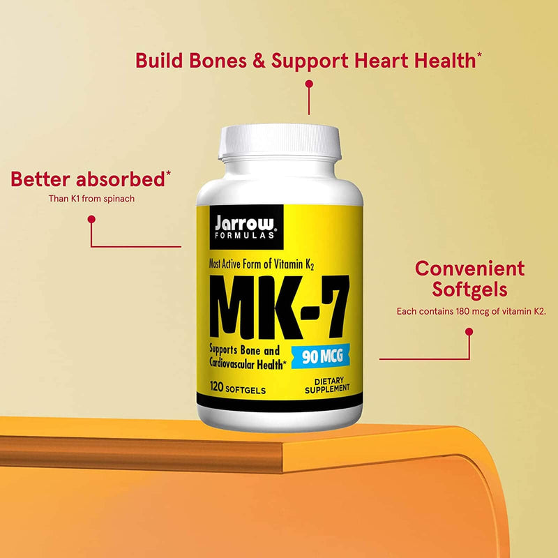 Jarrow Formulas MK-7 Vitamin K-2 as MK-7 90 mcg 120 Softgels