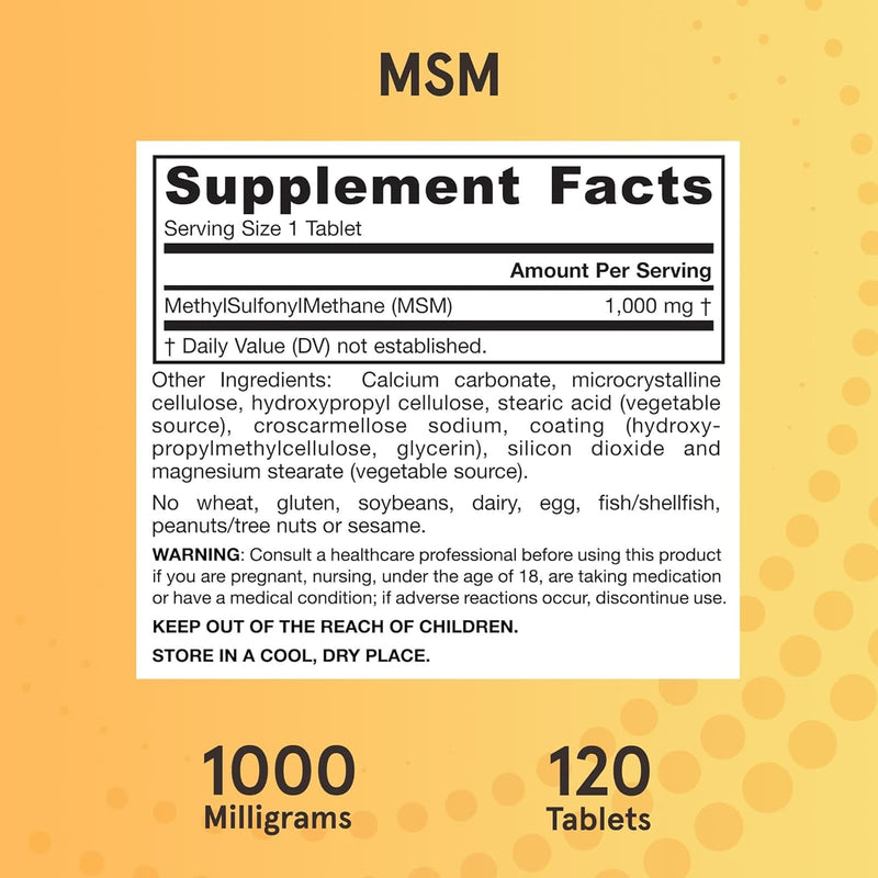 Jarrow Formulas MSM 1,000 mg 120 Tablets