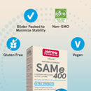 Jarrow Formulas Natural SAM-e (S-Adenosyl-L-Methionine) 400 400 mg 30 Enteric-Coated Tablets - DailyVita