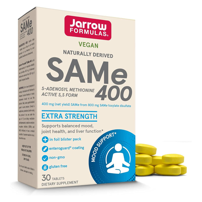 Jarrow Formulas、天然SAM-e（S-アデノシル-L-メチオニン）400、400 mg、30錠の腸溶性錠剤