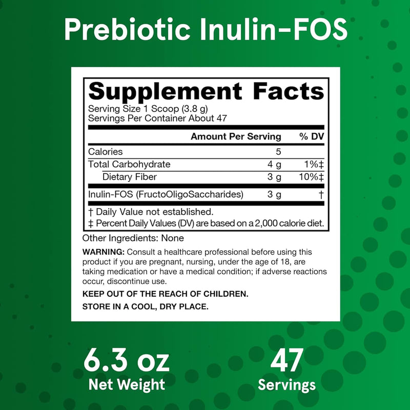 Jarrow Formulas Prebiotic Inulin-FOS Powder 6.3 oz