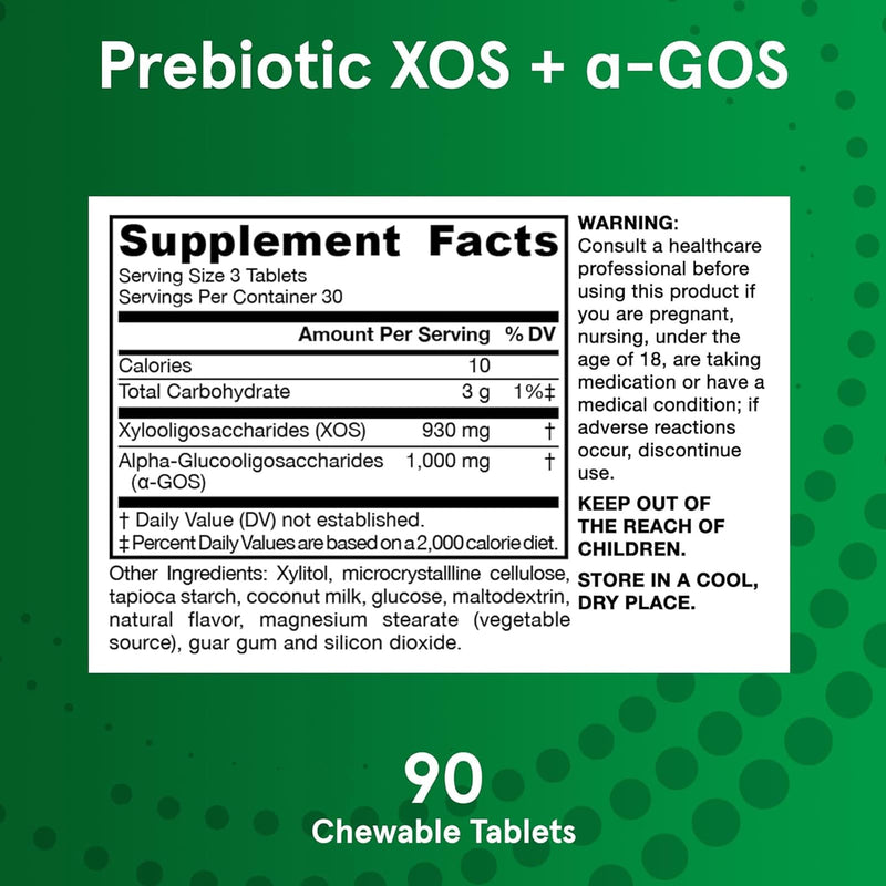 Jarrow Formulas Prebiotic XOS + a-GOS 90 Chewable Tablets