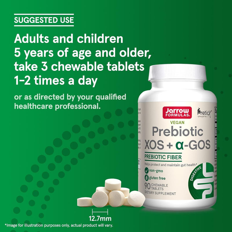 Jarrow Formulas Prebiotic XOS + a-GOS 90 Chewable Tablets