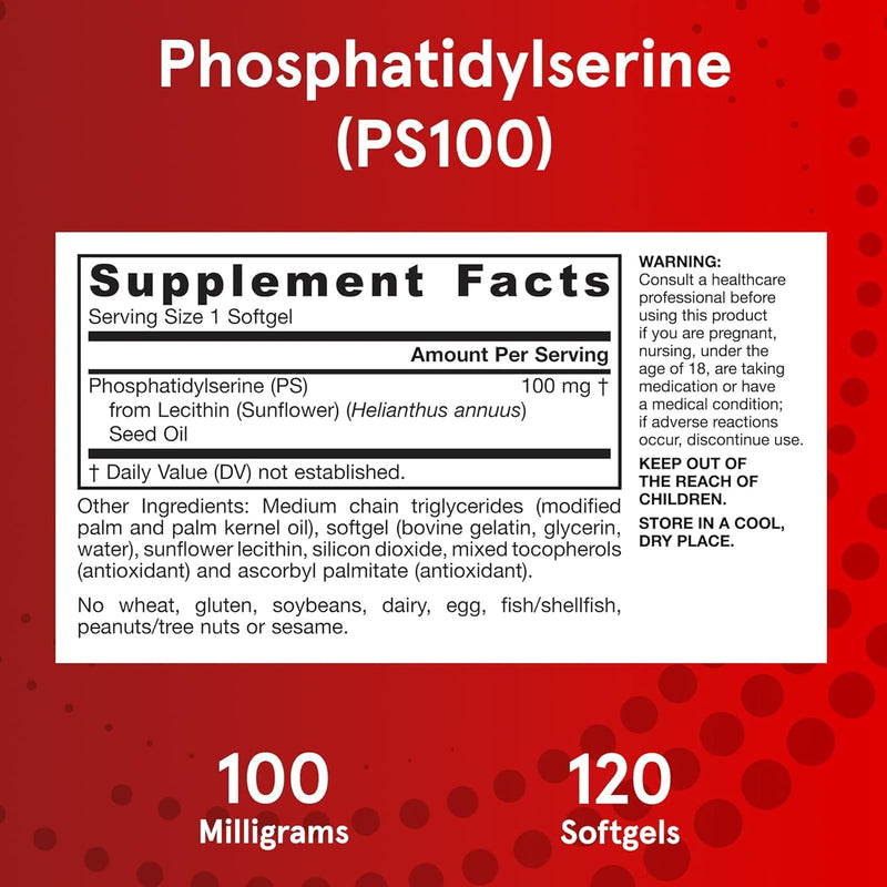 Jarrow Formulas PS 100 Phosphatidyl serine 100 mg 120 Softgels