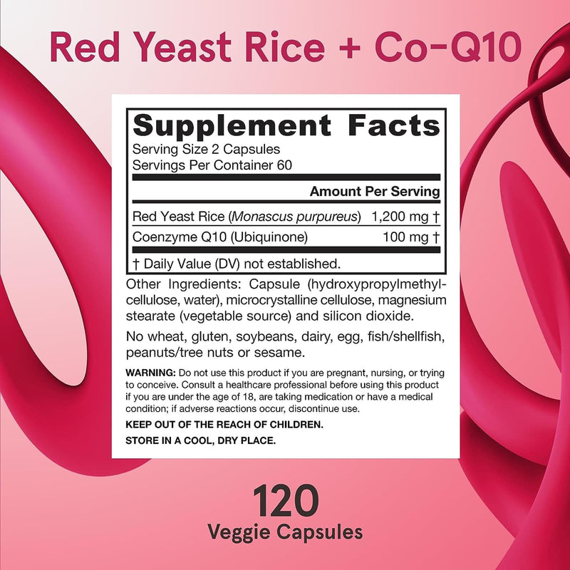 Jarrow Formulas Red Yeast Rice + Co-Q10 120 Veggie Caps