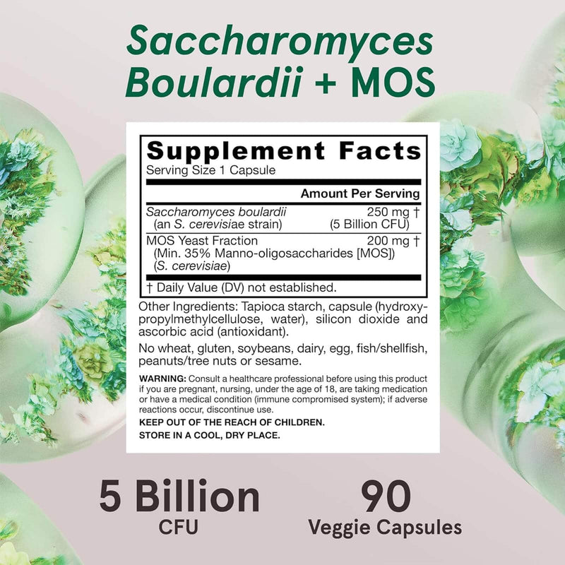 Jarrow Formulas Saccharomyces Boulardii Plus MOS 5 Billion 90 Delayed Release Veggie Caps