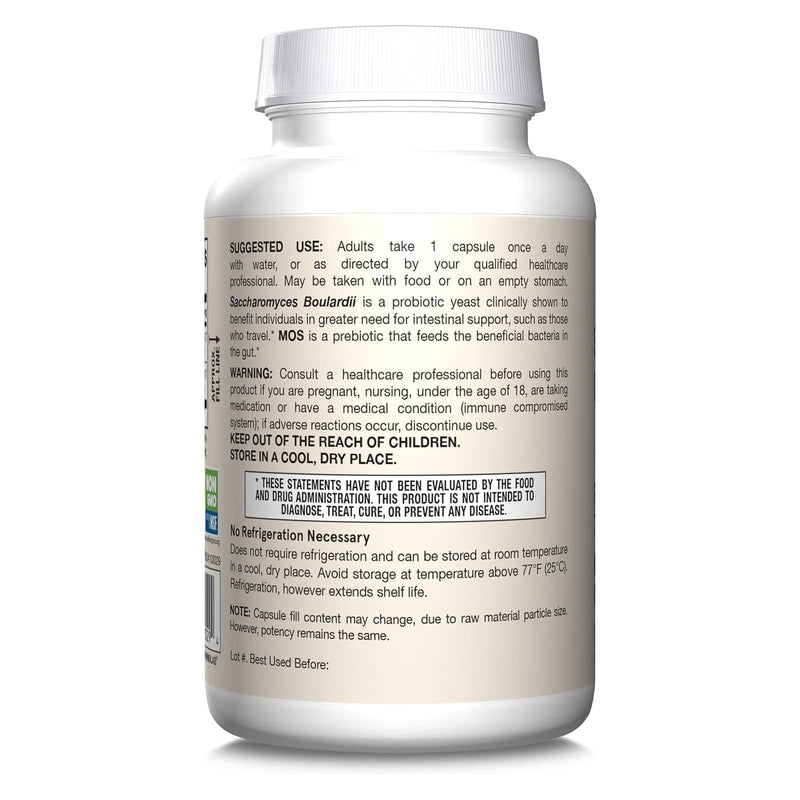 Jarrow Formulas Saccharomyces Boulardii Plus MOS 5 Billion Probiotic + Prebiotic 180 Veggie Capsules