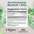 Jarrow Formulas Saccharomyces Boulardii Plus MOS 5 Billion Probiotic + Prebiotic 180 Veggie Capsules - DailyVita
