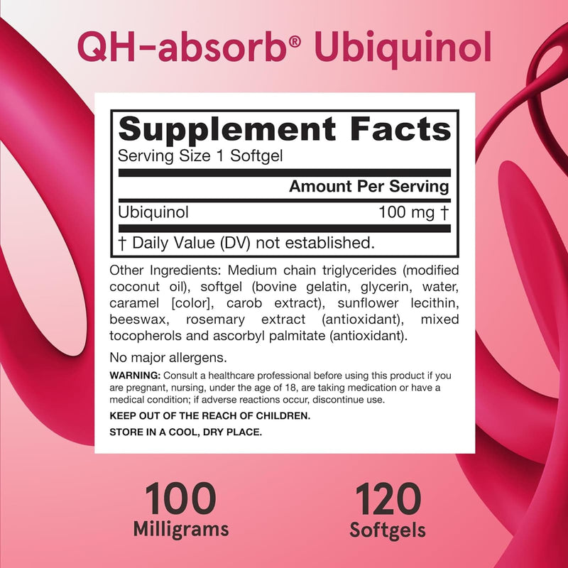 Jarrow Formulas, 유비퀴놀, QH-Absorb, 100 mg, 120 소프트젤