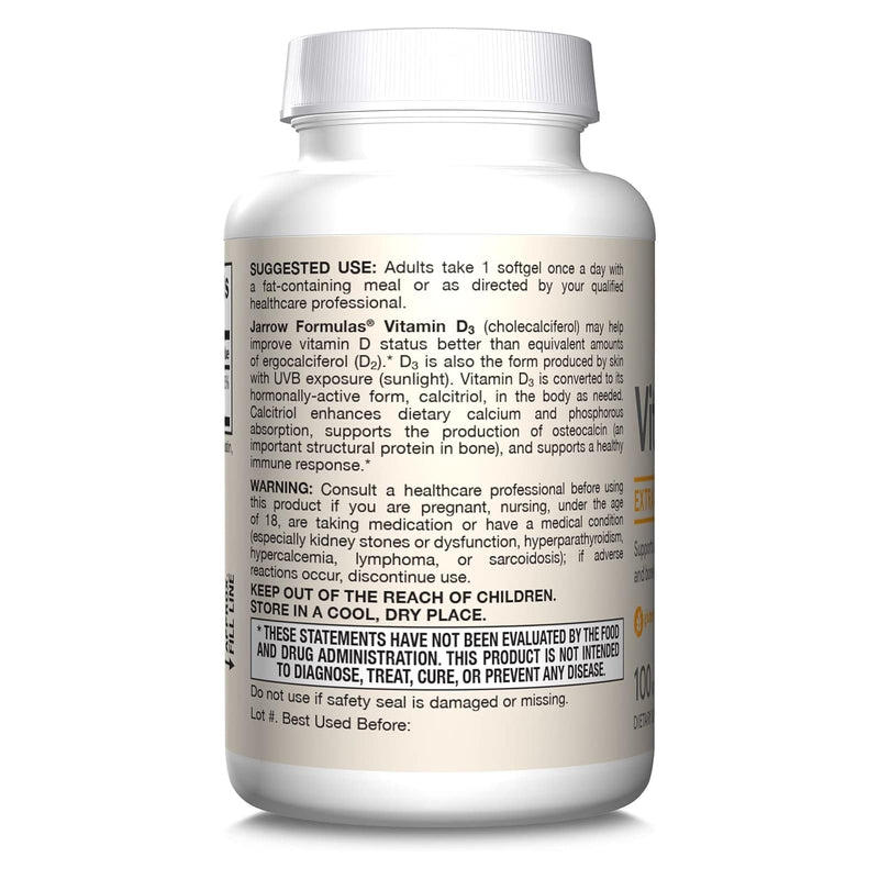 Jarrow Formulas Vitamin D3 Cholecalciferol 25 mcg (1,000 IU) 100 Softgels