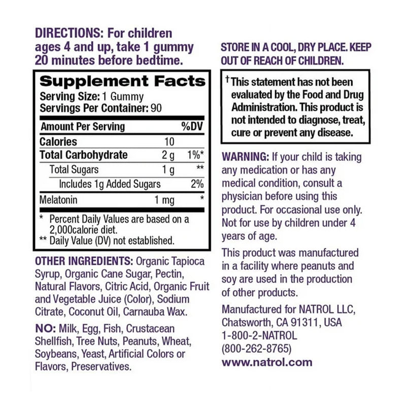 Natrol Kids Melatonin Sleep Aid 1mg Gummies Berry - 90 Ct - DailyVita