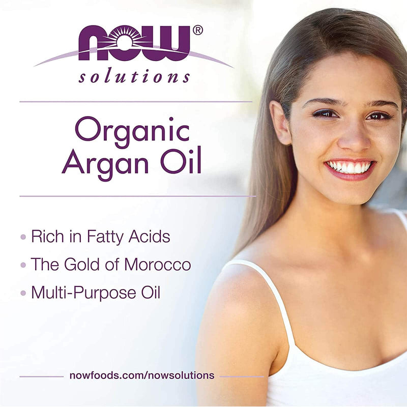 NOW Solutions, aceite de argán orgánico, certificado orgánico y 100 % puro, aceite multiusos &quot;Oro de Marruecos&quot;, 2 onzas